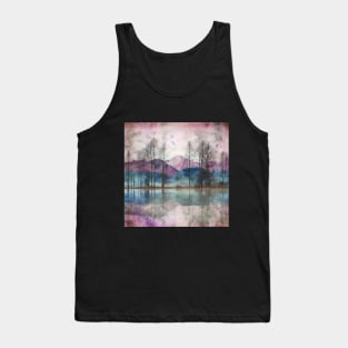 Chalky Distressed Purple Mountain Lake with Trees Tank Top